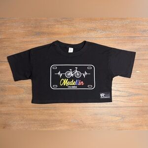 Stylish Black Crop Top with Medellín Design